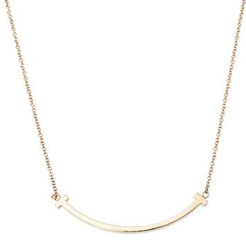 Pre Owned Tiffany & Co. Tiffany T Smile 18K Rose Gold Mini Pendant Necklace 