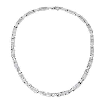 Pre Owned Tiffany & Co. Atlas Diamond 18K White Gold Link Choker Necklace