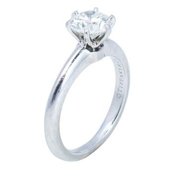 Pre Owned Tiffany & Co. 1.16ct Solitaire Diamond Platinum The Tiffany Setting Engagement Ring Size 50