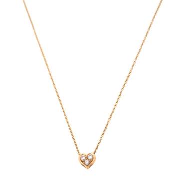 Pre Owned Tiffany & Co. Diamond Heart 18K Yellow Gold Pendant Necklace