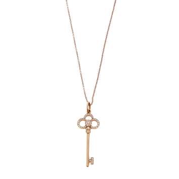 Pre Owned Tiffany & Co. Tiffany Keys Crown Key Diamond 18K Yellow Gold Pendant Necklace