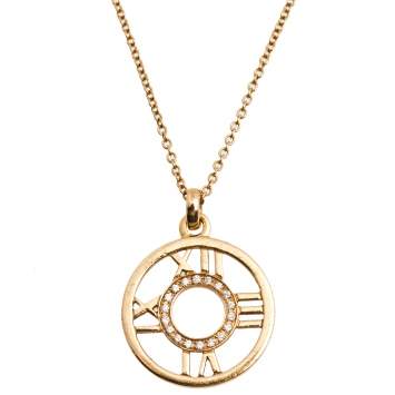 Pre Owned Tiffany & Co. Atlas Diamond 18k Rose Gold Open Pendant Necklace