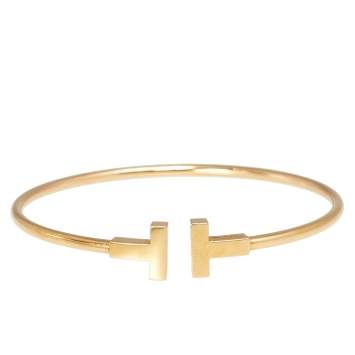 Pre Owned Tiffany & Co. T Wire Narrow 18K Yellow Gold Open Cuff Bracelet 