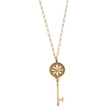 Pre Owned Tiffany & Co. Tiffany Key Diamond 18K Yellow Gold Pendant Necklace