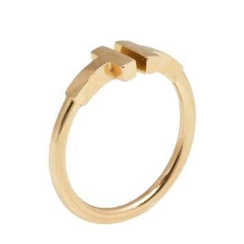 Pre Owned Tiffany & Co. T Wire 18K Rose Gold Open band Ring Size 49