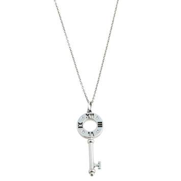 Pre Owned Tiffany & Co. Atlas Diamond 18K White Gold Pendant