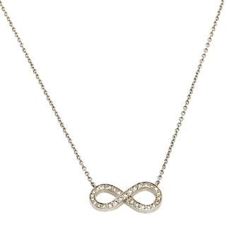 Pre Owned Tiffany & Co. Infinity Diamond & Platinum Pendant Chain Necklace