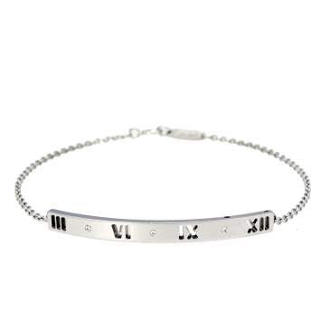 Pre Owned Tiffany & Co. Atlas Pierced Diamond 18K White Gold Bracelet