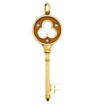 Pre Owned Tiffany & Co. Tiffany Key Clover Diamond 18K Yellow Gold Pendant