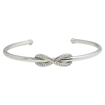 Pre Owned Tiffany & Co. Infinity Diamond 18K White Gold Open Cuff Bracelet