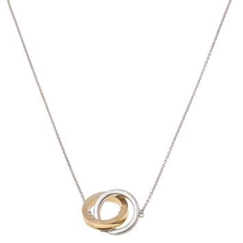 Pre Owned Tiffany & Co. Tiffany 1837 Interlocking Circles Silver & 18k Yellow Gold Pendant Necklace