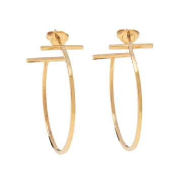 Pre Owned Tiffany & Co. Tiffany T 18k Yellow Gold Hoop Earrings