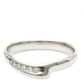 Pre Owned Tiffany & Co. Elsa Peretti Open Heart Platinum Diamond Ring EU 54.5