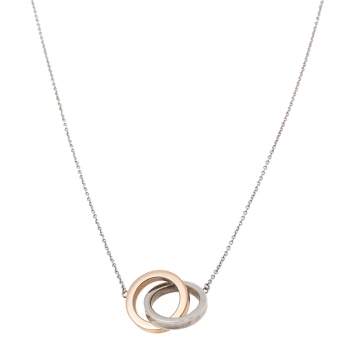 Pre Owned Tiffany & Co. Interlocking Loops 18k Rose Gold and Sterling Silver Necklace