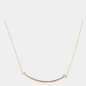 Pre Owned Tiffany & Co. T Smile 18K Yellow Gold Diamond Necklace