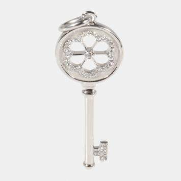 Pre Owned Tiffany & Co. Blossom Key 18K White Gold Diamond Charms and Pendants