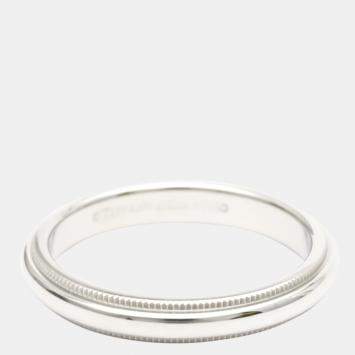 Pre Owned Tiffany & Co. Tiffany Classic Milgrain Wedding Band Platinum Ring EU 54.5