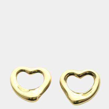 Pre Owned Tiffany & Co. Elsa Peretti Open Heart 18K Yellow Gold Earrings