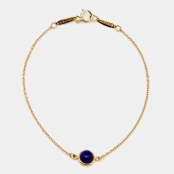 Pre Owned Tiffany & Co. Color by the Yard Lapis Lazuli 18k Yellow Gold Bracelet