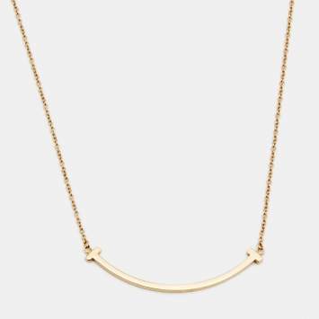 Pre Owned Tiffany & Co. Tiffany T Smile 18K Yellow Gold Small Pendant Necklace