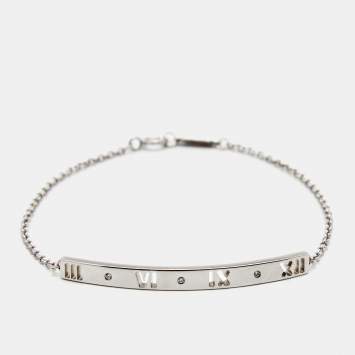 Pre Owned Tiffany & Co. Atlas Pierced Diamond 18K White Gold Bracelet
