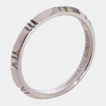 Pre Owned Tiffany & Co. Atlas X Closed Narrow Ring in 18k White Gold