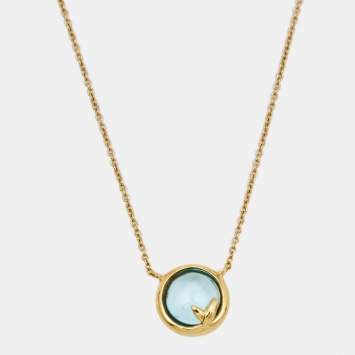 Pre Owned Tiffany & Co. Paloma Picasso Olive Leaf Blue Topaz 18K Yellow Gold Necklace