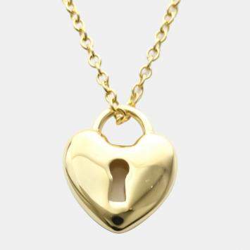 Pre Owned Tiffany & Co. 18K Yellow Gold Heart Lock Pendant Necklace