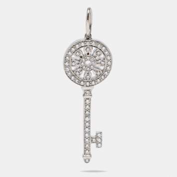 Pre Owned Tiffany & Co. Mini Keys Petals Key Diamond Platinum Pendant