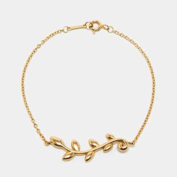 Pre Owned Tiffany & Co. Paloma Picasso Olive Leaf Vine 18k Yellow Gold Bracelet