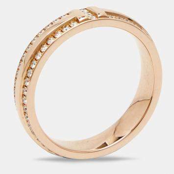 Pre Owned Tiffany & Co. Tiffany T Narrow Paved Diamond 18k Rose Gold Ring Size 54