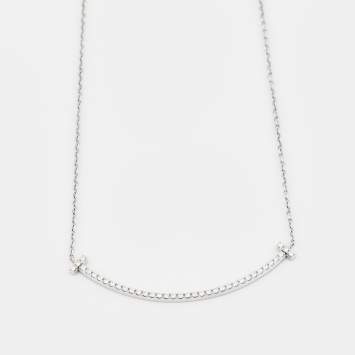 Pre Owned Tiffany & Co. Tiffany T Smile Diamond 18k White Gold Necklace