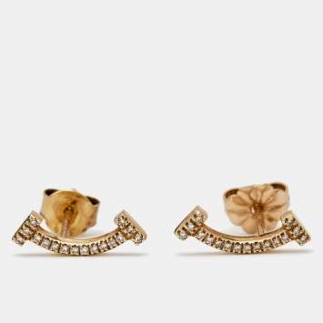 Pre Owned Tiffany & Co. Tiffany T Diamond 18k Rose Gold Earrings
