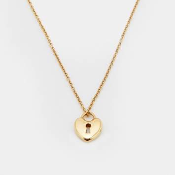 Pre Owned Tiffany & Co. Heart Lock 18k Yellow Gold Pendant Necklace