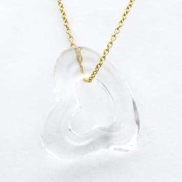 Pre Owned Tiffany & Co. Heart Lock 18K Yellow Gold Crystal Necklace