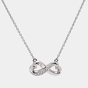 Pre Owned Tiffany & Co. Paloma Picasso Infinity Heart Diamond 18k White Gold Chain Necklace