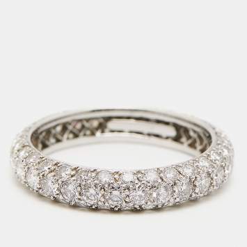 Pre Owned Tiffany & Co. Etoile 3 Row Diamond Paved Platinum Ring Size 54