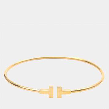 Pre Owned Tiffany & Co. T Wire 18K Rose Gold Narrow Bracelet