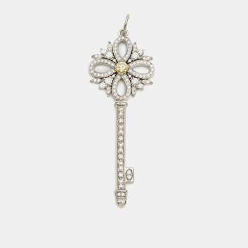 Pre Owned Tiffany & Co. Tiffany Victoria Key Diamond Yellow Diamond Platinum Pendant
