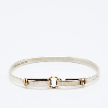 Pre Owned Tiffany & Co. Hook Eye Sterling Silver 18k Yellow Gold Bracelet