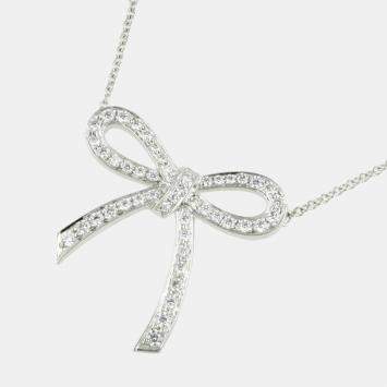 Pre Owned Tiffany & Co. Tiffany Bow Platinum Diamond Necklace