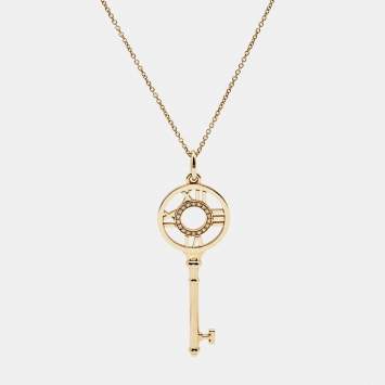 Pre Owned Tiffany & Co. Atlas Diamond 18k Rose Gold Pendant Necklace