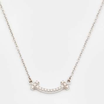 Pre Owned Tiffany & Co. Tiffany T Smile Mini Diamond 18K White Gold Necklace