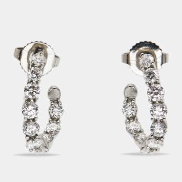 Pre Owned Tiffany & Co. Inside-Out Diamond Platinum Hoop Earrings