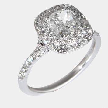 Pre Owned Tiffany & Co. Soleste Engagement Ring in  Platinum H VVS2 1.5 CTW Ring EU 50
