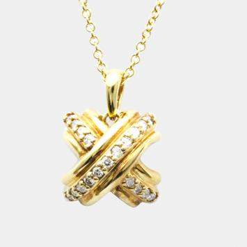 Pre Owned Tiffany & Co. Signature X 18K Yellow Gold Diamond Necklace