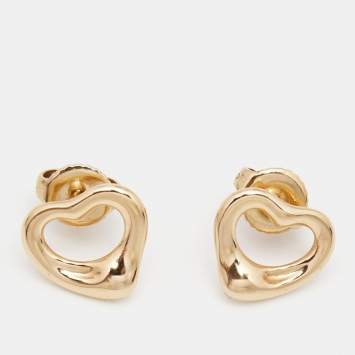 Pre Owned Tiffany & Co. Elsa Peretti  Open Heart 18k Rose Gold Earrings