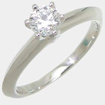 Pre Owned Tiffany & Co. Tiffany Setting Platinum Diamond Ring EU 45