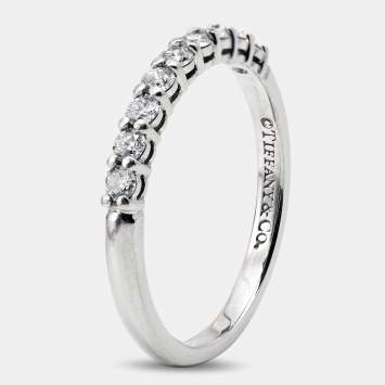 Pre Owned Tiffany & Co. Forever Diamonds Platinum Half Eternity Band Ring 51