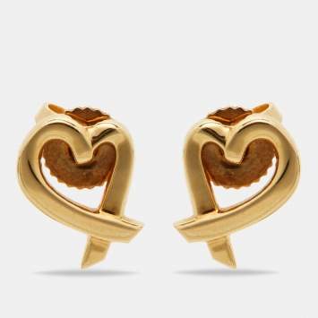 Pre Owned Tiffany & Co. Paloma Picasso Open Heart 18k Yellow Gold Earrings